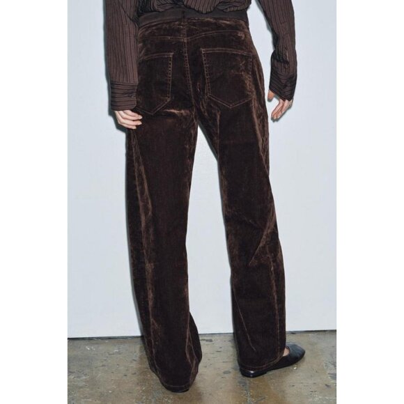 ZARA ZW COLLECTION HIGH-WAIST FLOCKED BALLOON JEANS - Picture 6 of 9